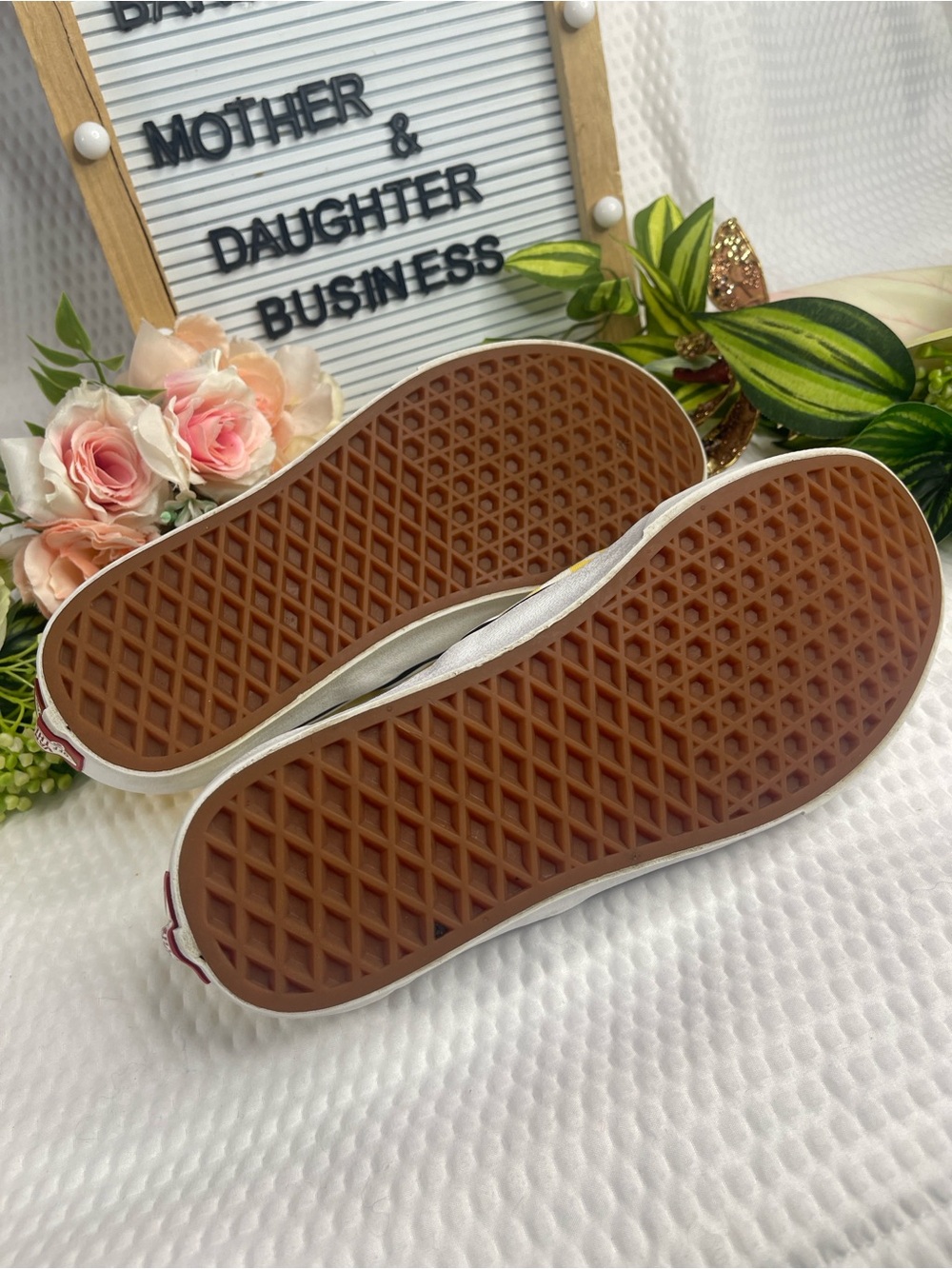 Vans Classic Slip On Yellow White Checkerboard Sneakers Womens Size 8.5 Skate - Picture 5 of 5